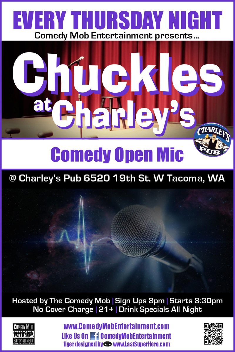 KareeemWalters's tweet photo. EVERY THURSDAY
http://t.co/Be2JeMSEED presents...
Chuckles at Charley's: Comedy Open Mic
@ Charley's Pub http://t.co/Lrh7AiXmnr