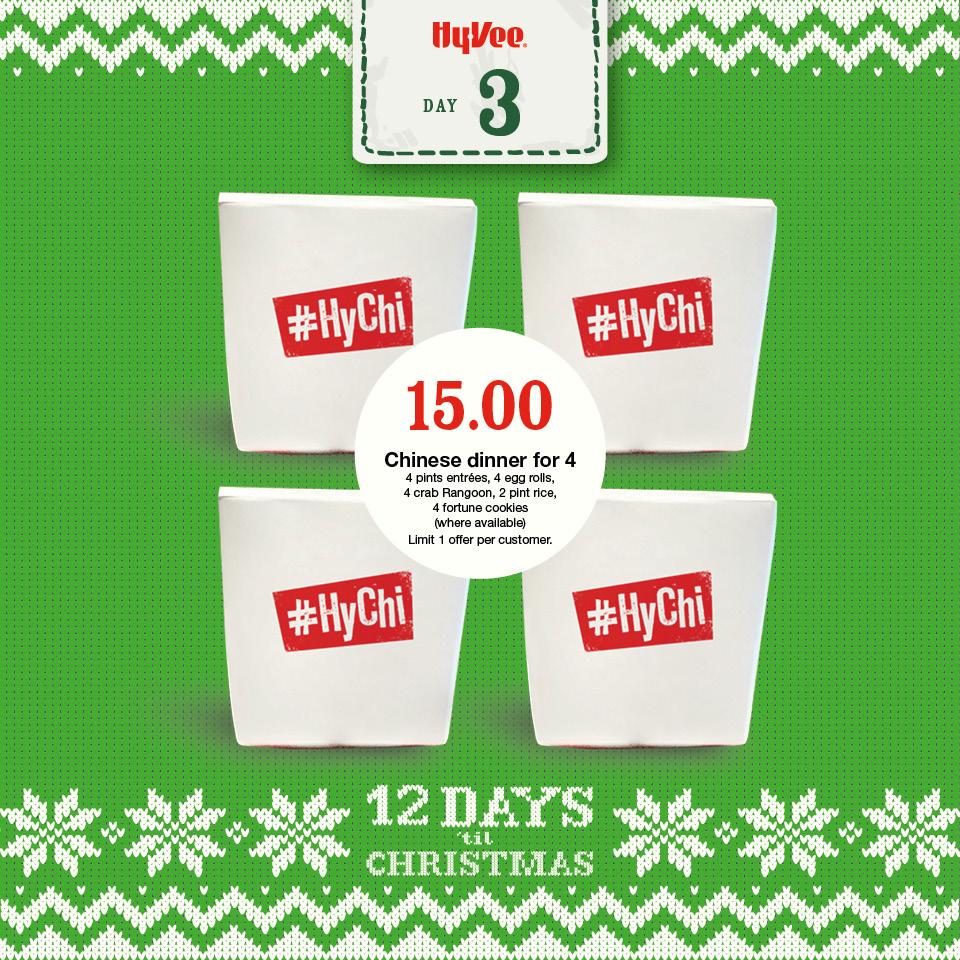 HyVee's tweet photo. Show code 15990 at checkout to get this #HyChi deal! 12/22 ONLY. Check back tomorrow for another surprise. http://t.co/mkrlYwOd0I