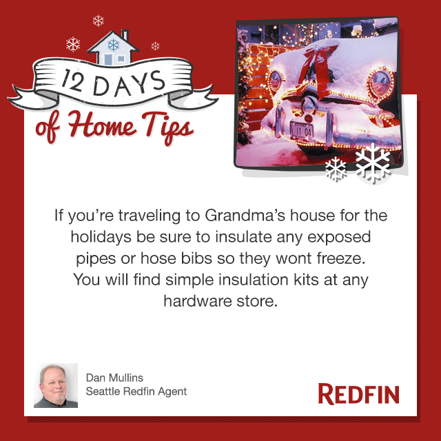 Redfin's tweet photo. Before you head to Grandma's house, make sure to protect your pipes from the Snow Miser! #12DaysofHomeTips http://t.co/sCJa9uEfo3