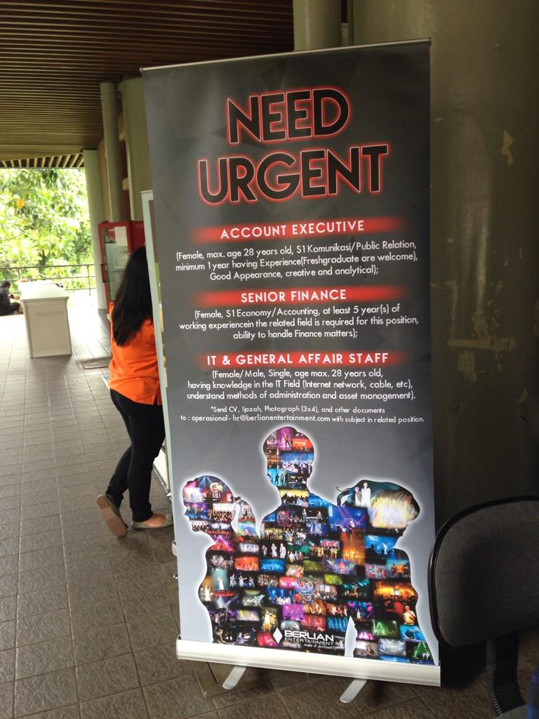 tornadoUI's tweet image. Buat yg masih nyari kerja, yuk ke TORNADO UI sekarang, ada lowongan di @Berlian_ENT lohh buat para job seekers