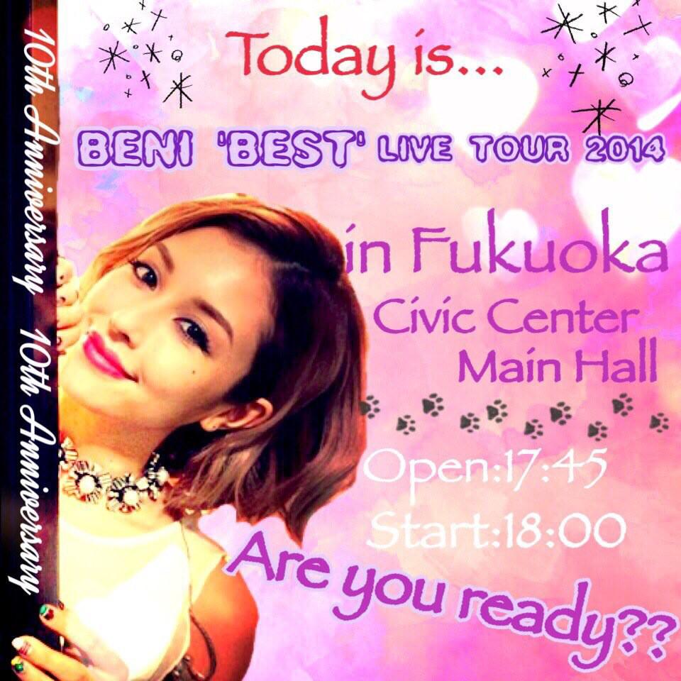 team_BENI's tweet photo. 10th Anniversary…BENI BEST TOUR 2014
本日の福岡公演より本公演スタート!
BENIちゃんと共に素敵な時間、思い出を作りましょう!バリバリ盛り上げていくばい!
#BENIBEST
#TEAMBENI http://t.co/qAvAHz0x8Q