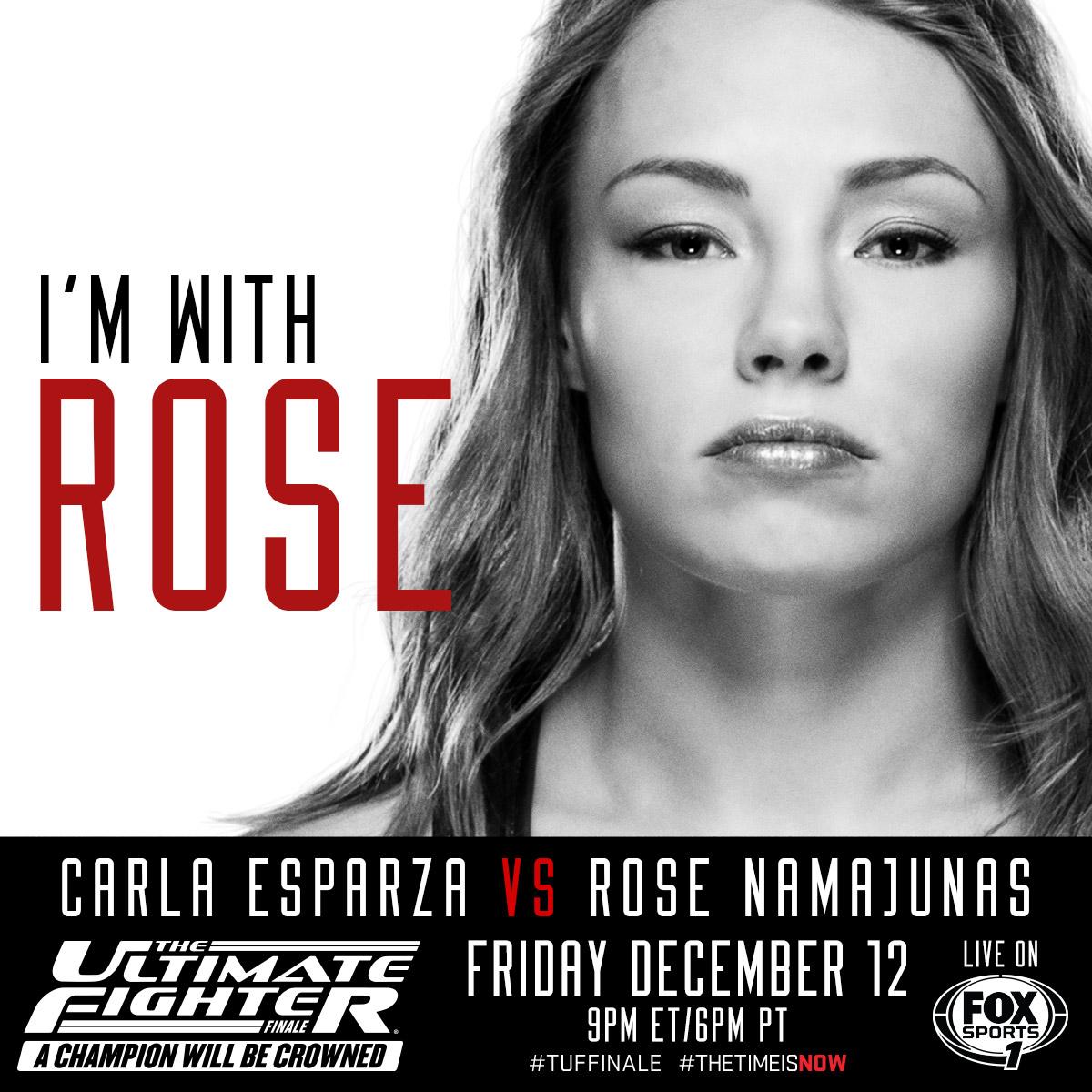 ufc's tweet photo. RT if you're w/ "Thug" @RoseNamajunas for the UFC strawweight title!

Friday, Dec,12 | LIVE and FREE on @FOXSports1 http://t.co/4dHOSEg7eE