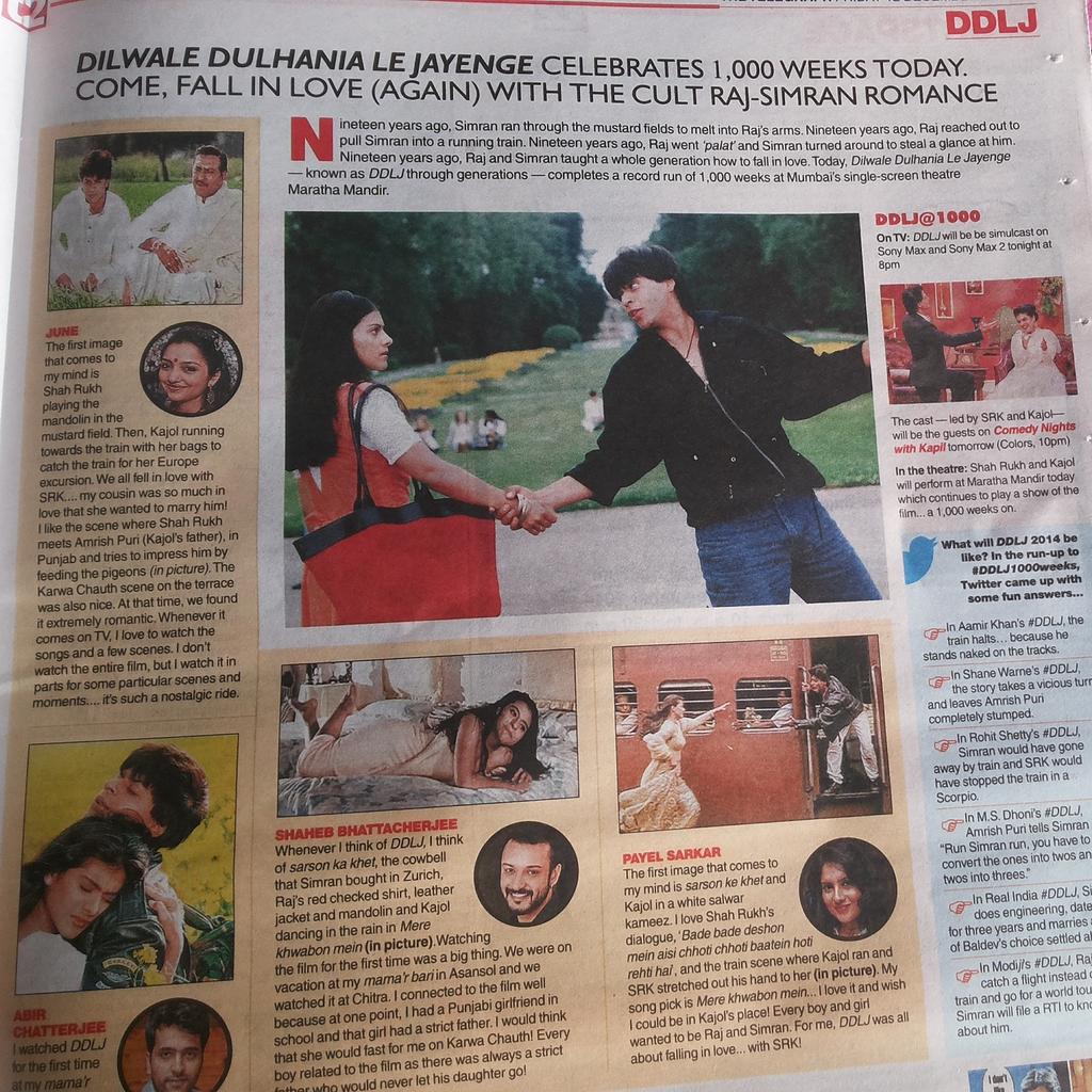 imamitladhar's tweet photo. @iamsrk #Kajol Congratulations !! #DDLJ #1000Weeks #ProudSRKian @t2telegraph #kolkata #india !! <3 <3 http://t.co/ZSO13ASFGZ