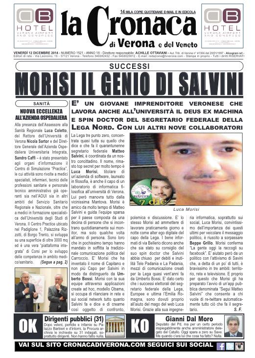 #Buongiorno e buon #venerdì da <a href="/CronacadiVerona/">Cronaca di Verona</a> ai nostri lettori! Ecco la #primapagina bit.ly/1wGHdNf