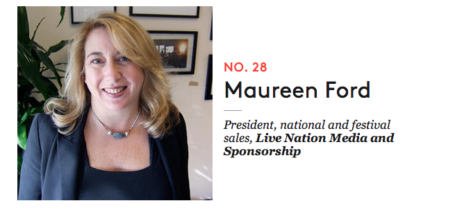 billboard's tweet image. Congrats Maureen Ford of @LiveNation on being one of Billboard's 2014 #WomenInMusic: blbrd.cm/gEZJHC