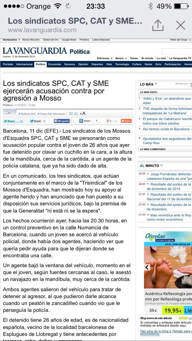 GiroMatrix's tweet photo. @SERCatalunya @rac1 ells no faran res ni denoten preocupació, la Trisindical d Mossos farem la seva feina.#emprenyats http://t.co/COkTdKHvis