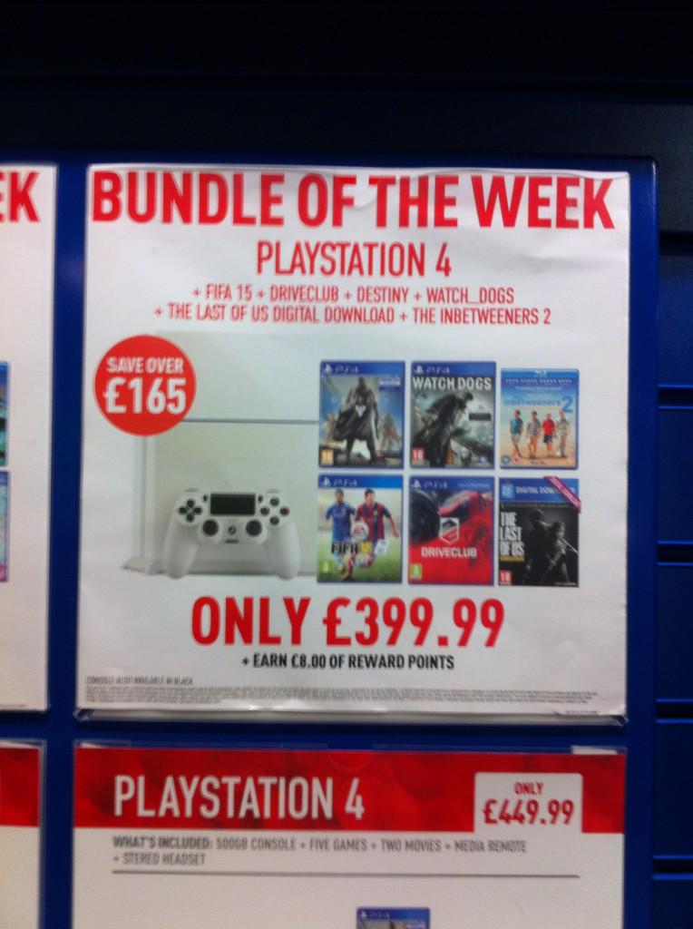 GAMELewisham's tweet photo. Morning #gamers we have a great new #bundleoftheweek on #PS4 !All you need too choose is whether blk or white console http://t.co/Xh1GJpNMr7