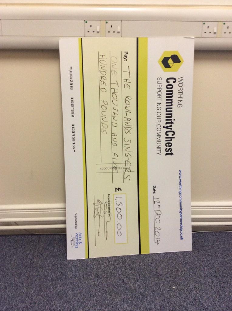 Community Chest (@worthing_cc) on Twitter photo Some ones getting a massive cheque tonight! Make sure you go to <a href="/RowlandSingers/">RowlandSingers</a> show this evening Some ones getting a massive cheque tonight! Make sure you go to <a href="/RowlandSingers/">RowlandSingers</a> show this evening