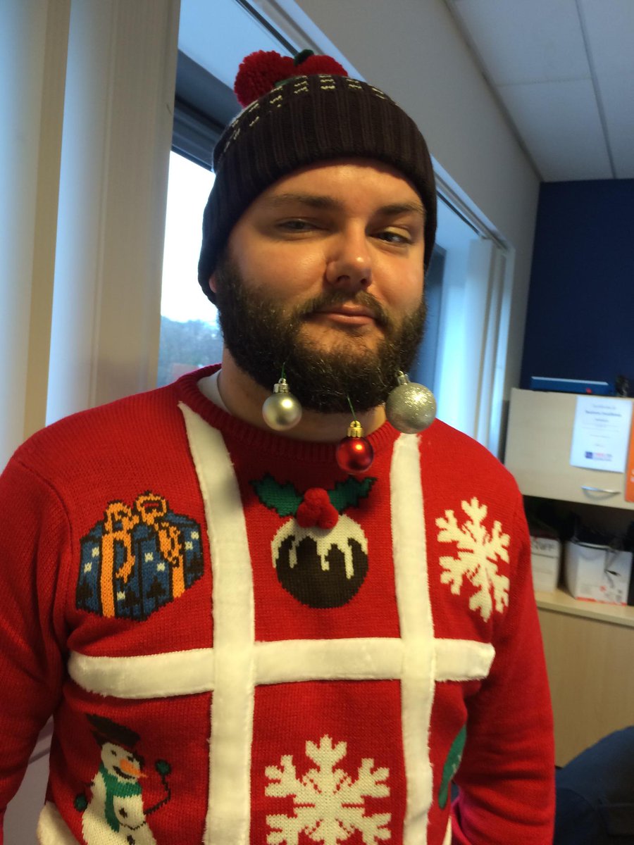 A glimpse at our office #ChristmasJumperDay or for these guys #beardbaubles Day! We are donating to <a href="/savechildrenuk/">Save the Children UK</a>