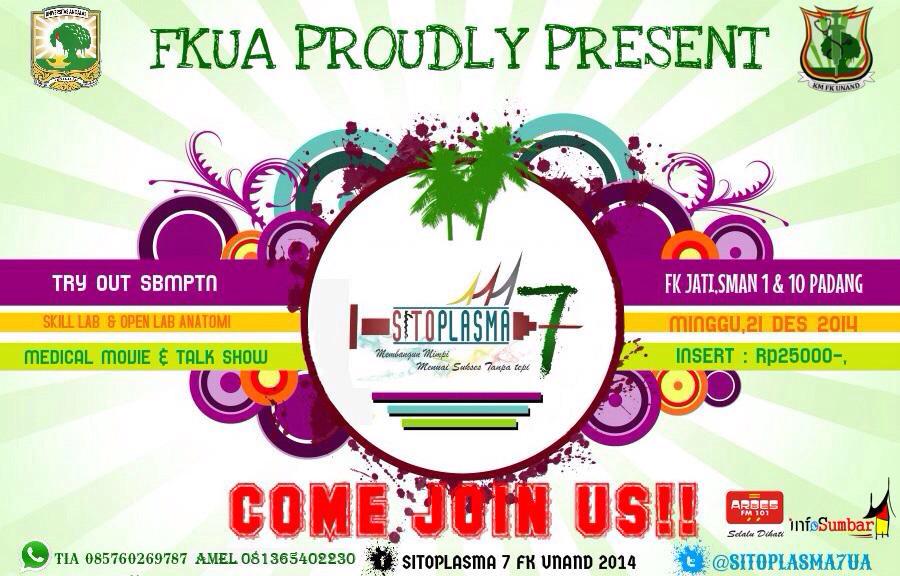 sitoplasma7UA's tweet photo. H-9 SITOPLASMA 7 FK UNAND‼️Buruan daftar guys😊 @SMAN8Padang @SmandubesPadang @smantibelpadang @SMAN14PADANG http://t.co/NkeGTtwEVO