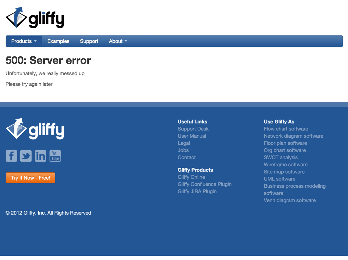 parhelium's tweet photo. @gliffy Please take a look on your product...  Internal Server Error 500 #gliffy http://t.co/CaOBpvDSP7