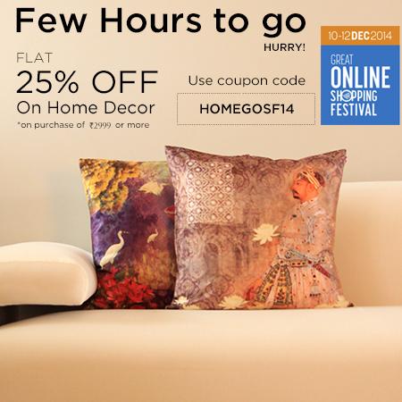 IndiaCircus's tweet image. Few hours remaining for this #72hoursofcrazy sale to end. UPTO 40% OFF + 25% OFF on home decor products!! #GOSF2014