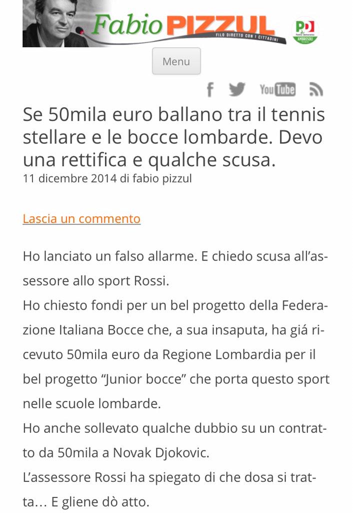 Grazie a <a href="/fpizzul/">FABIO PIZZUL</a> per le scuse a <a href="/antoniorossiITA/">Antonio Rossi</a>: riconoscere un errore non è cosa comune, soprattutto in politica