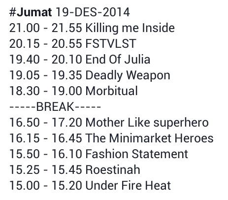 RUNDOWN #ICCJOGJA
Jum'at, 19 Des 2014 at Jogja Expo Center (JEC) #Jogjakarta | Come, See, and Listen...