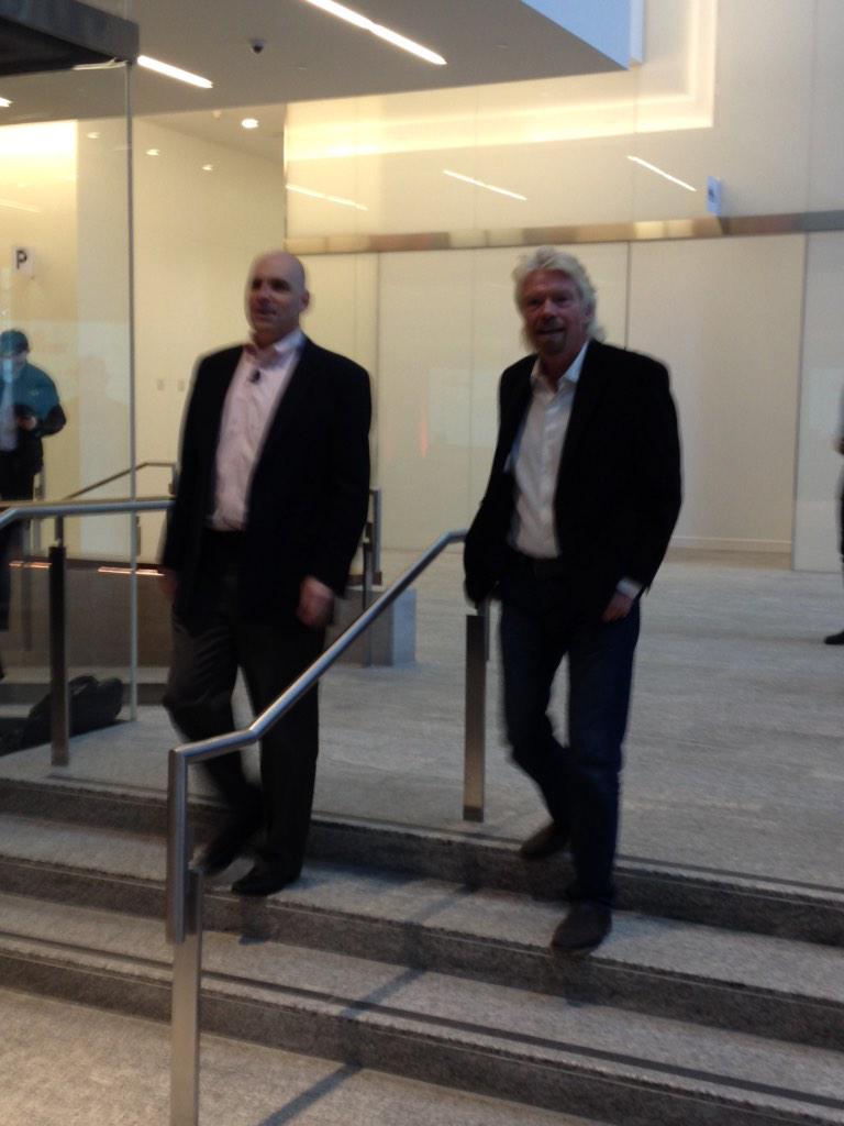 MaRSDD's tweet photo. Our own @timothyjackson welcoming @richardbranson to MaRS! http://t.co/3AiKFBEHR6