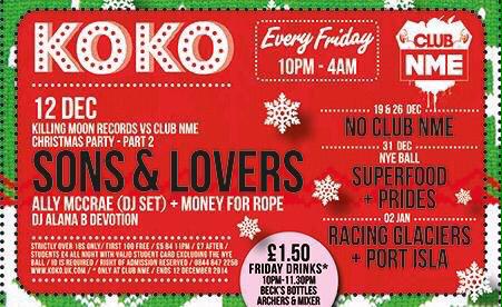 Need something to do in London tonight?<a href="/sonsandlovers/">Sons & Lovers</a> play the <a href="/killingmoon/">Killing Moon</a>  <a href="/KOKOLondon/">KOKO Culture</a> Christmas Party! On @ 12:30!