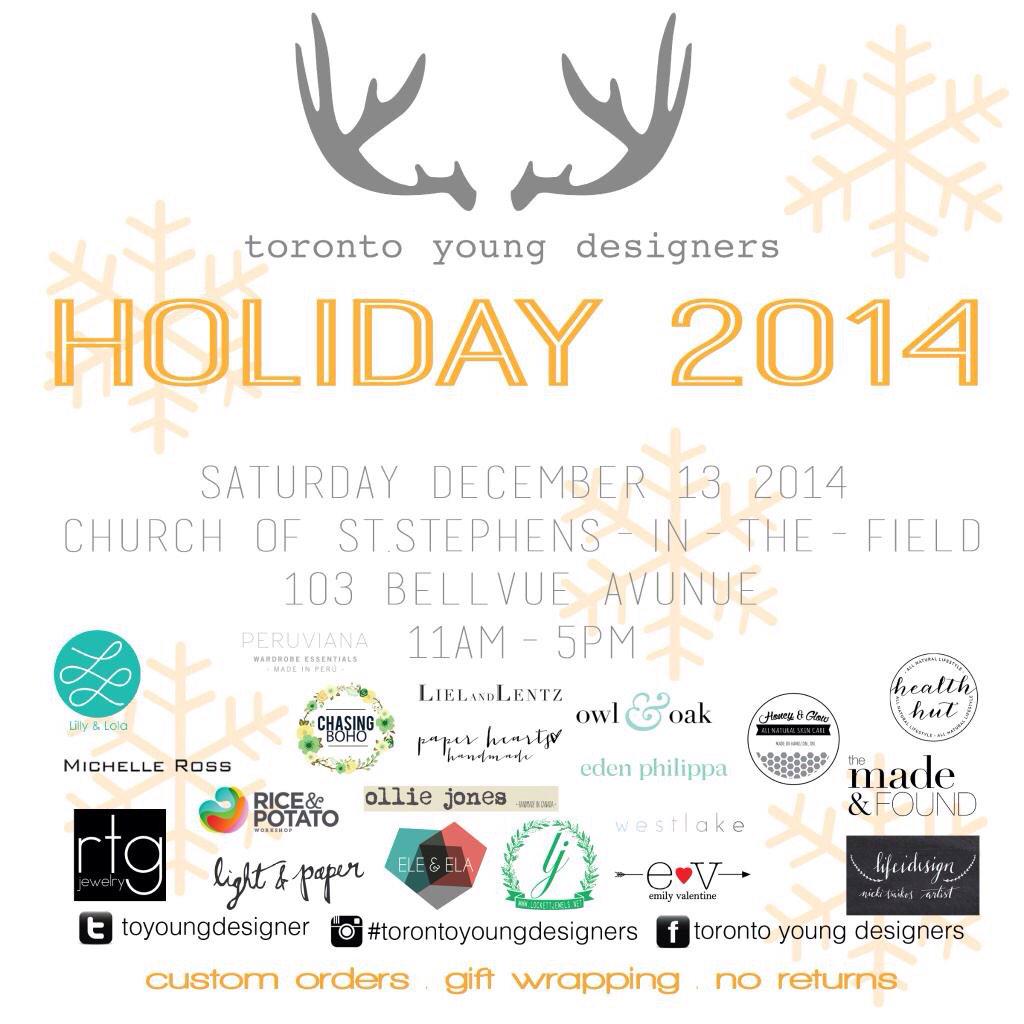 Tomorrow we will be in two places at once! #torontoyoungdesigners holiday sale and 171 Harbord Street! 🌲#shopsmall