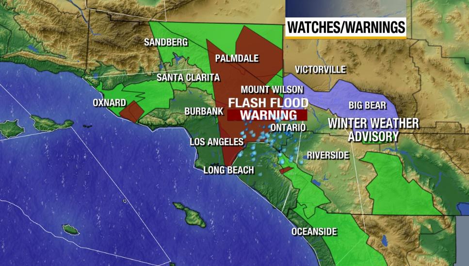 ABC7 Weather Center on Twitter "New Watches Warning map the red area near Palmdale will have a