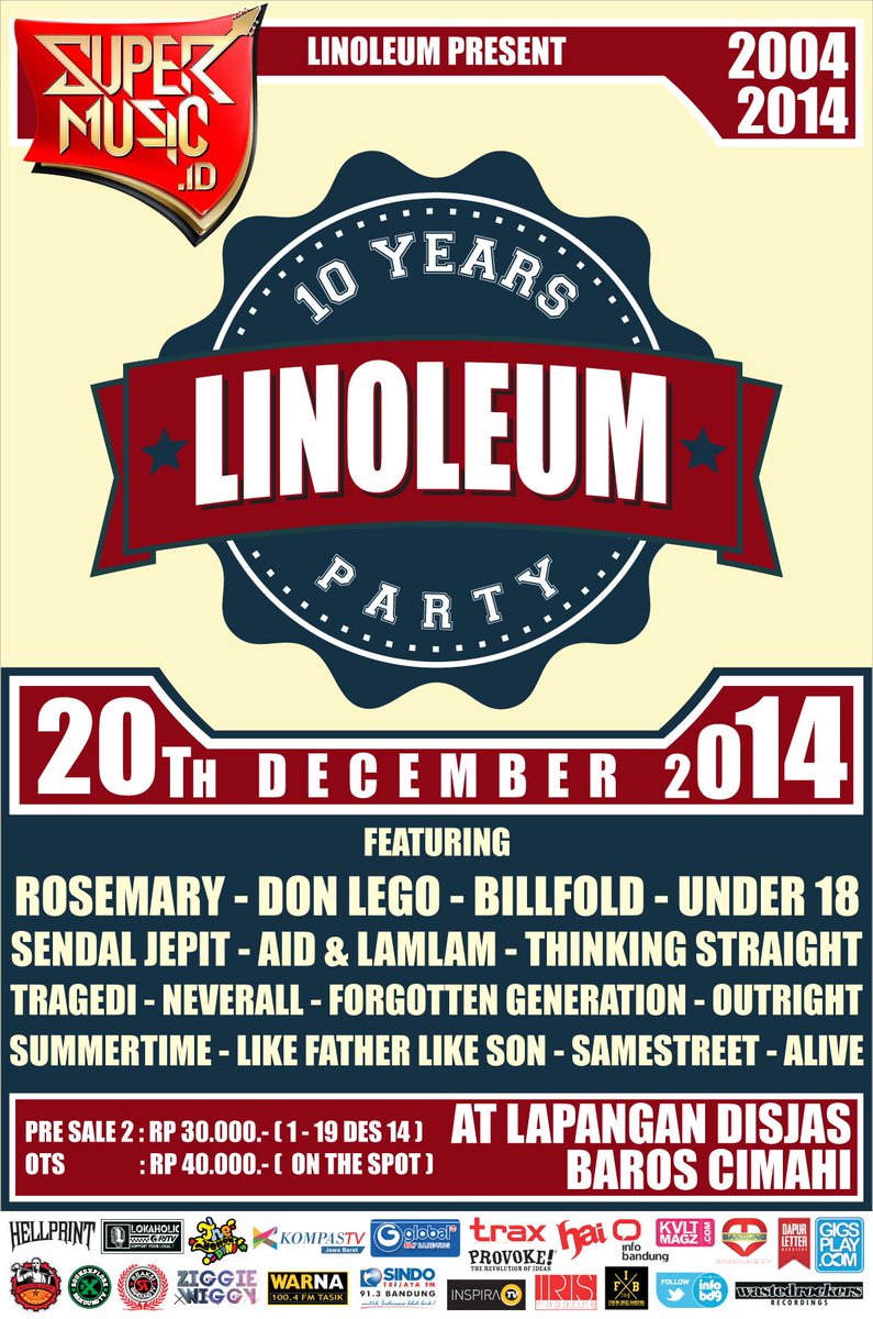Besok! Ayo ke #Linoleum10Years ada Rosemary, Don Lego, Billfold, etc
di Lap. Disjas Baros Cimahi <a href="/linoleumshop21/">LINO.</a>