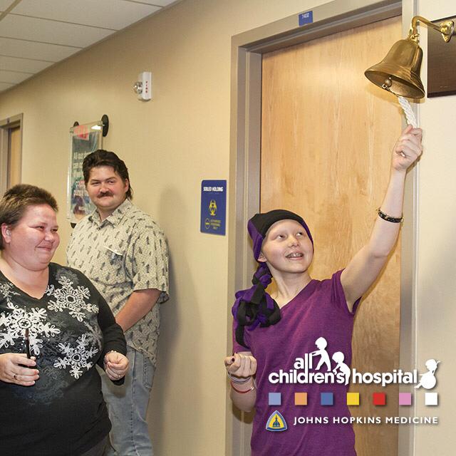 Following applause, cheers, happy tears from staff &amp; family, Selara “Rings Out” symbolizing her last chemo!