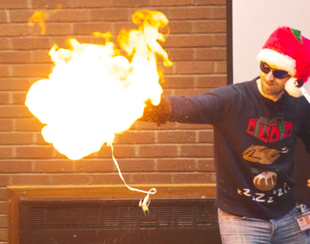 STEM_Media's tweet photo. "Hadouken!" @huwmjames shows off his Street-Fighter skills...using a hydrogen balloon @RedmoorAcademy @STEMSBox http://t.co/VILpuFEr3q