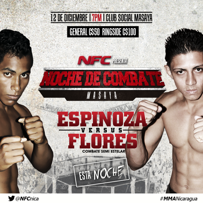 NFCMMAni's tweet photo. ¡Llegó el gran día! #NocheDeCombateNFC con lo mejor de las #MMANicaragua en #Masaya @VivaNicaragua13 @DeportesCDNN23 http://t.co/ggH7bBvXBe