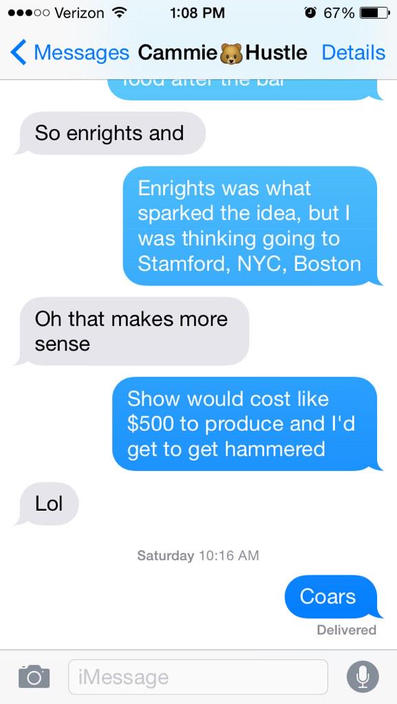 GdoubleT's tweet photo. @camstradamus Nick and I are binge drinking, I would have texted you but I'm still waiting on response #textvirus http://t.co/mXyKaVFErH