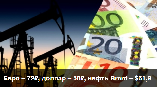 tvrain's tweet photo. Евро – 72₽, доллар – 58₽, нефть Brent – $61,9
http://t.co/ICCrnvzWDD http://t.co/uLxww8mRCj