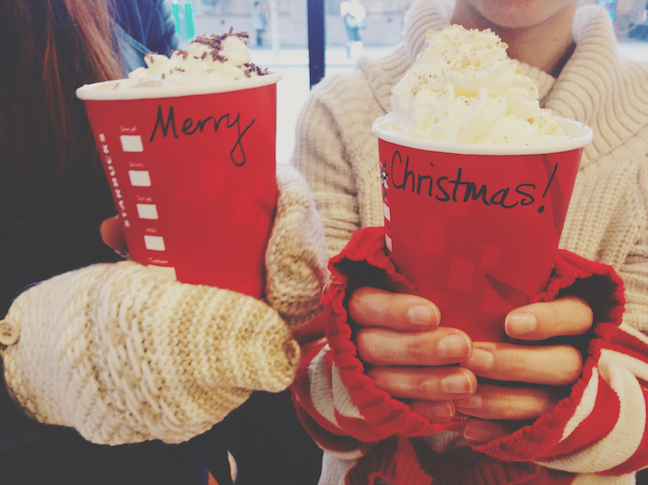 Starbucks's tweet photo. I have a Peppermint Mocha for Merry, and a Caramel Brulée Latte for Christmas." 😉 #StarbucksName http://t.co/Y4iB5Wt6yQ