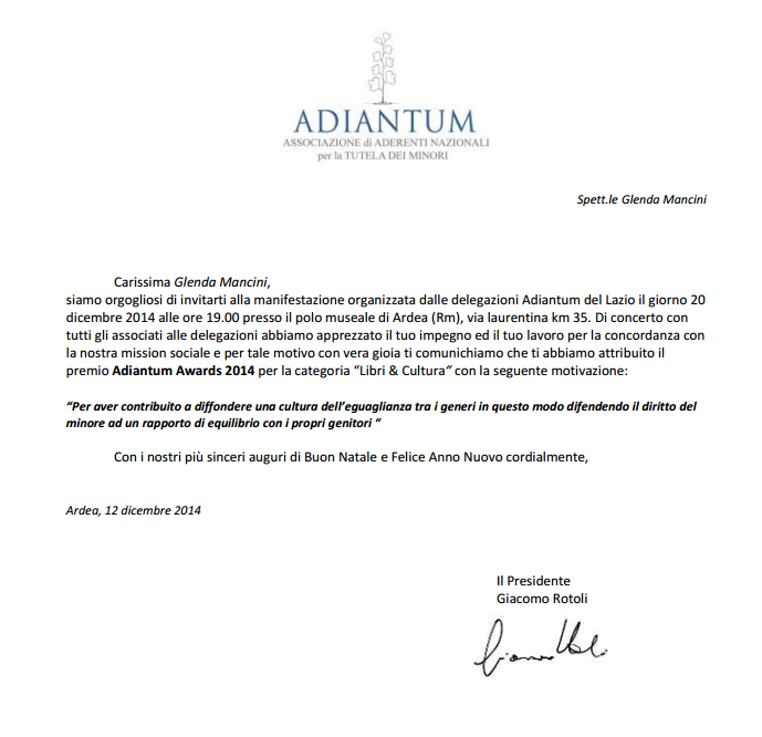 glendamancini's tweet photo. Ringrazio  Giacomo Rotoli e tutta l'associazione Adiantum per il premio assegnatomi.
evento: https://t.co/fqj6H8zHOr http://t.co/fZJb5cQbTi