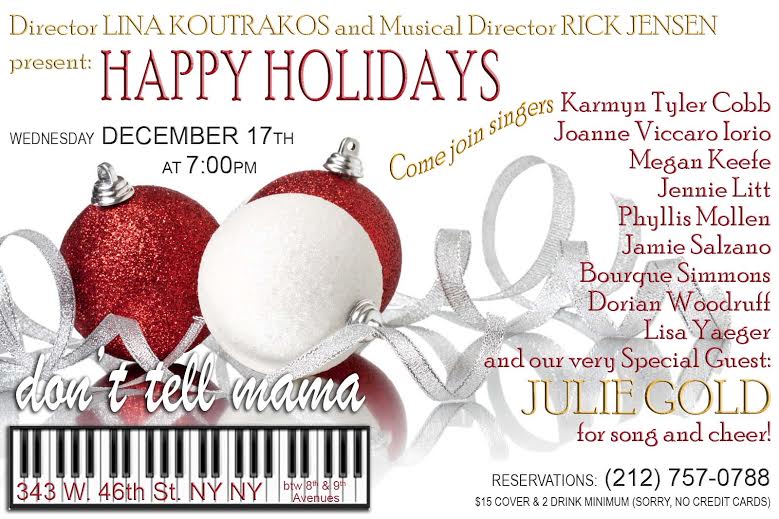 @playbill If you are in NYC on the 17th of December,this will be a good show! Great vocalists including #JulieGold