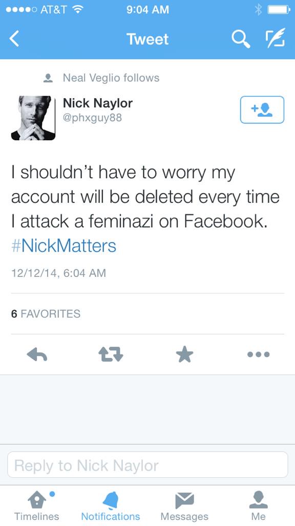 JennyPentland's tweet photo. "I shouldn't have to worry about consequences every time I attack a woman." #nickmatters http://t.co/EPSPz9Q4HJ
