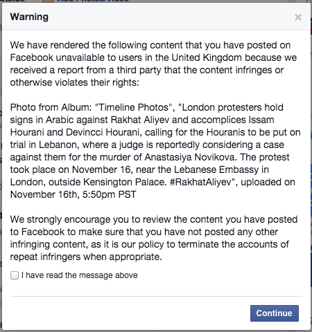 ProsecuteAliyev's tweet image. #RakhatAliyev in-law tries to get #Facebook to #censor critics. See screenshot. #Kazakhstan #Hourani #IssamHourani