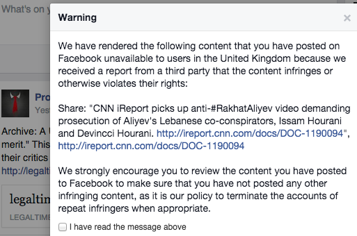 ProsecuteAliyev's tweet image. #RakhatAliyev in-law tries to get #Facebook to #censor critics. See screenshot. #Kazakhstan #Hourani #IssamHourani