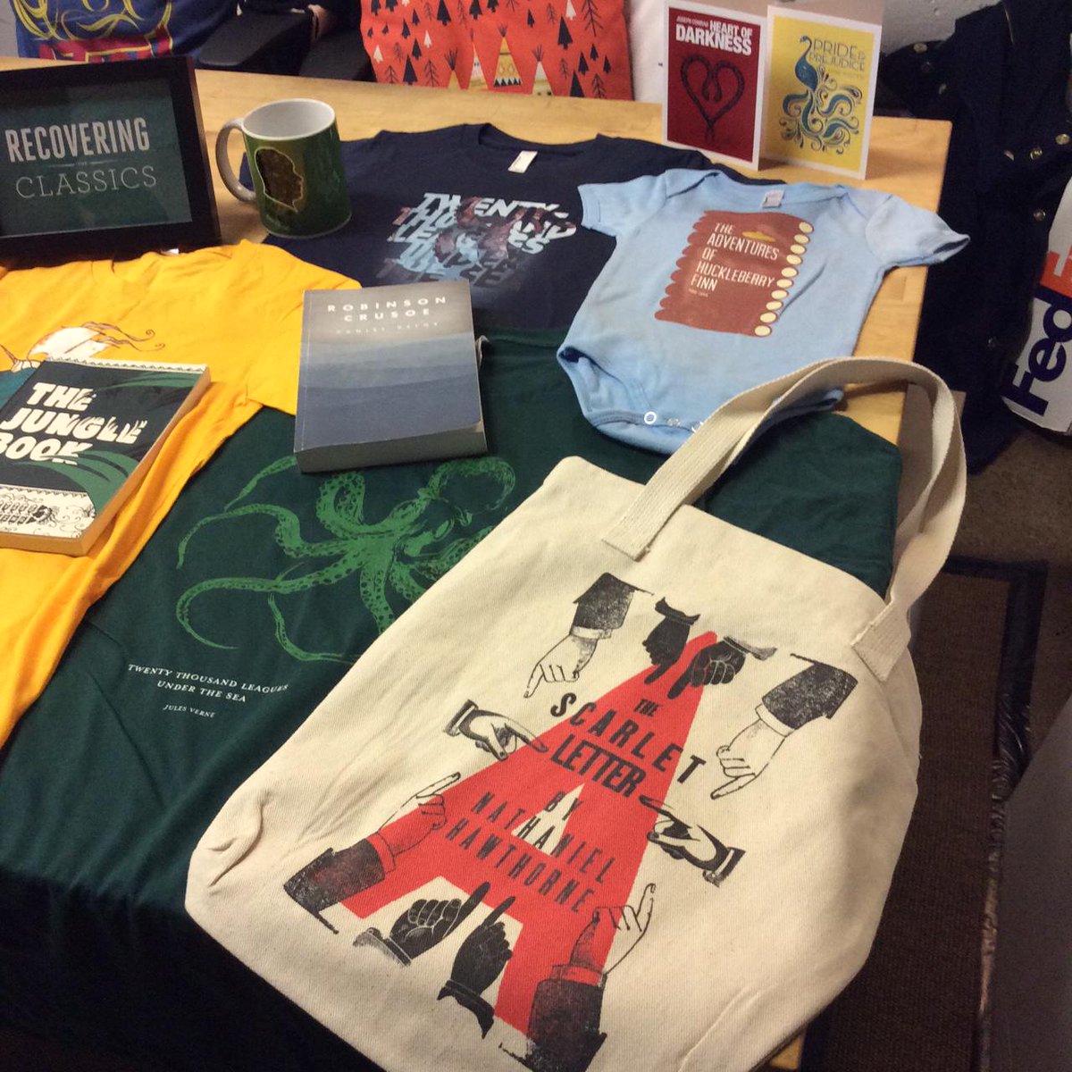 DailyLit's tweet photo. The lovely http://t.co/FnnZpoBbjk cover designs now available as merchandise from @thecreativeact: onesies, mugs! http://t.co/Z72MHFE5wY
