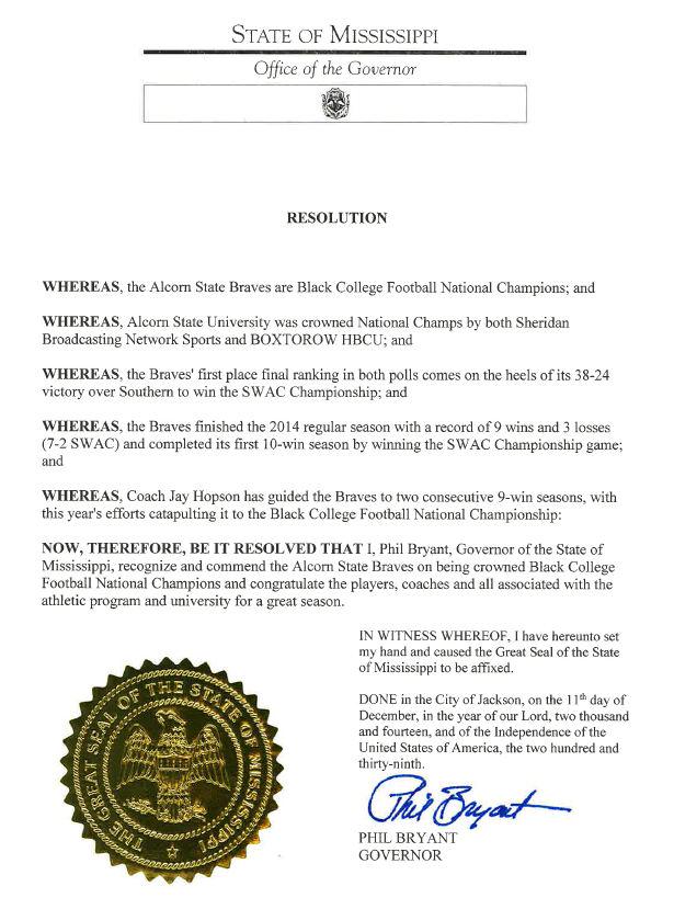 Phil Bryant (@philbryantms) on Twitter photo ICYMI: My resolution for Alcorn State football being national champs. <a href="/COACHJAYHOPSON/">JAY HOPSON</a> #AlcornBraves ICYMI: My resolution for Alcorn State football being national champs. <a href="/COACHJAYHOPSON/">JAY HOPSON</a> #AlcornBraves
