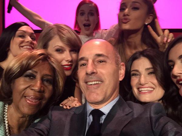 Aretha Franklin Sings "Happy Birthday" to Taylor Swift at Billboard Women of the Year 2014.
-  