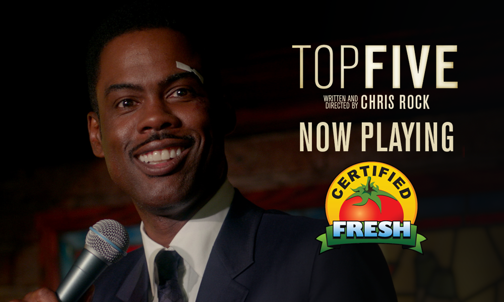 TopFiveMovie's tweet photo. #TopFiveMovie is certified fresh by @RottenTomatoes! Don't miss it in theaters this weekend. http://t.co/L9L1URG2tV http://t.co/fHAgfl17gS