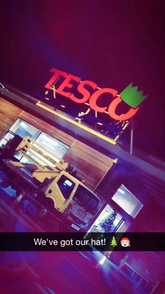 Thankyou for the pic <a href="/rosscartie/">Ross Michael Cartie</a> we have our hat!! 🎅🎄 <a href="/TescoRugeley/">Tesco Rugeley</a>