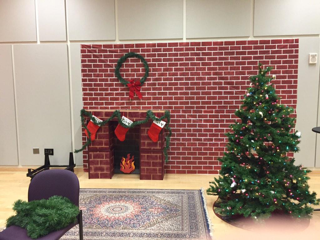 HopeMultiplied's tweet photo. Santa's corner is ready for tomorrow's party. That chimney is gonna be busy tomorrow #HOPEholiday http://t.co/t2fQc60dqq