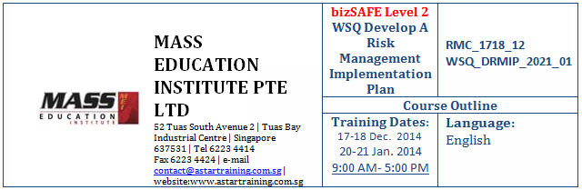 TrainingAStar's tweet photo. Bizsafe Level 2 Schedule This December 2014 and January 2015
For registration please visit http://t.co/foBRp0AXPp http://t.co/Sh0M5IfOyx