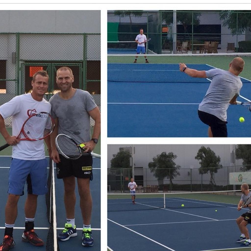 PAFC's tweet image. .@kanecornes getting around Lleyton Hewitt in #Dubai. Won a point too. #doublefault