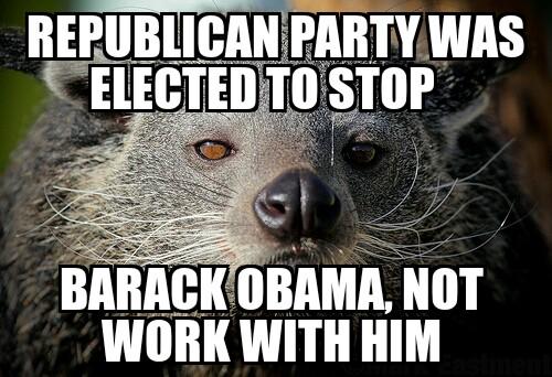 Hutch_USA's tweet photo. MT @NahBabyNah: Republican Party was elected to stop Barack Obama, not work with him. #tcot http://t.co/P8rS0h4nc7 #FireBoehner #PJNET
