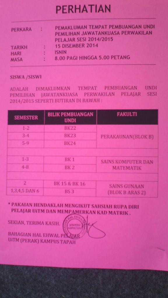 nrtapah's tweet photo. Tempat mengundi #PRKTapah http://t.co/IMd4OvPAAL