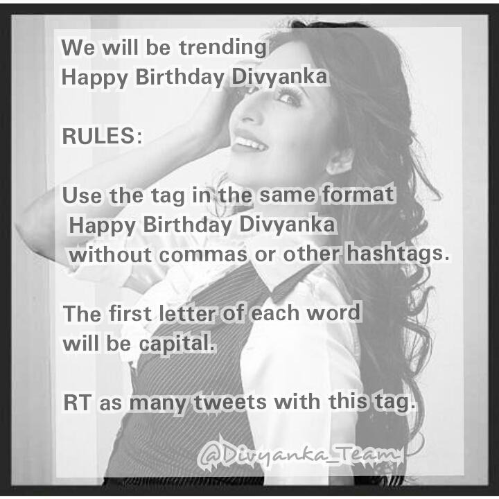 " Are u ready for trending Happy Birthday Divyanka Tripathi today at midnight. & share :) 