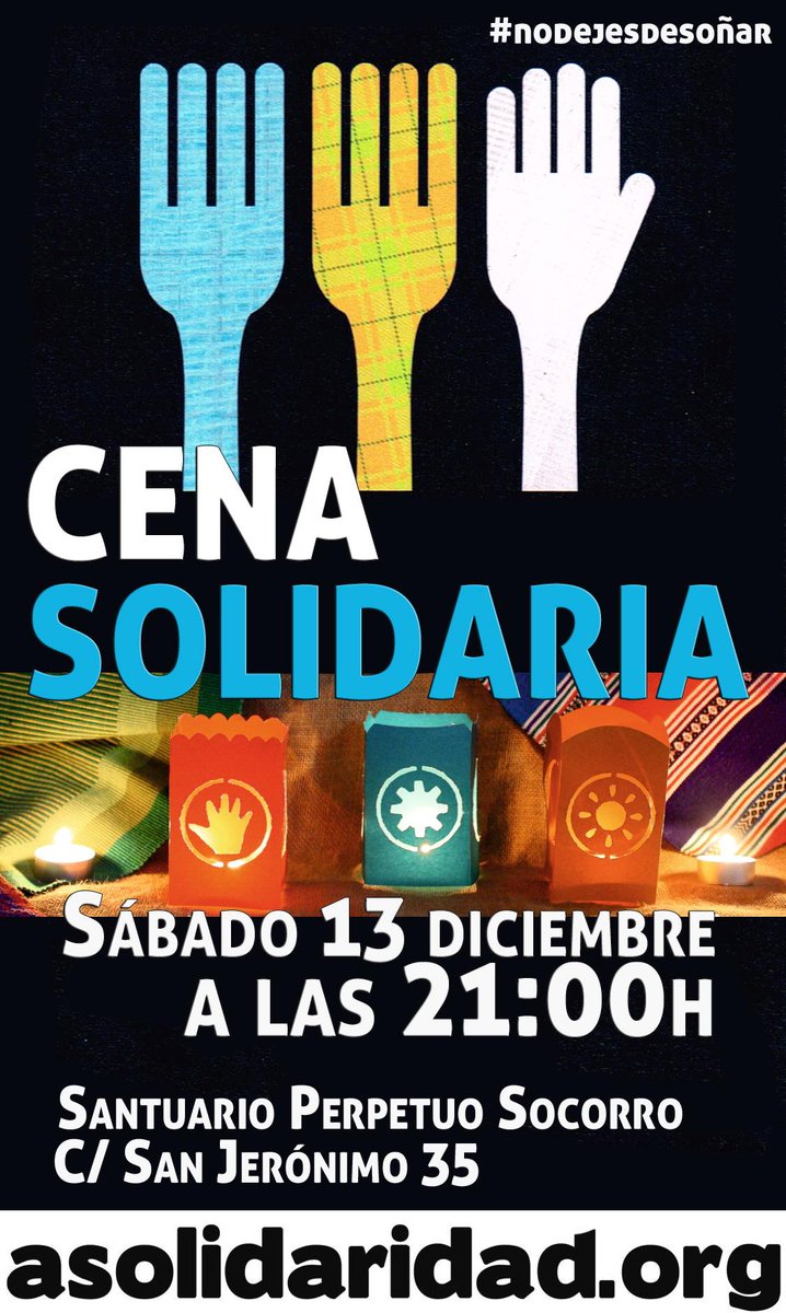 GranadaPS's tweet photo. Esta noche, a las 21h., #CenaSolidaria de @asolidaridad en el Santuario del #PerpetuoSocorro. ¡Vente! http://t.co/fzwelN13Bh