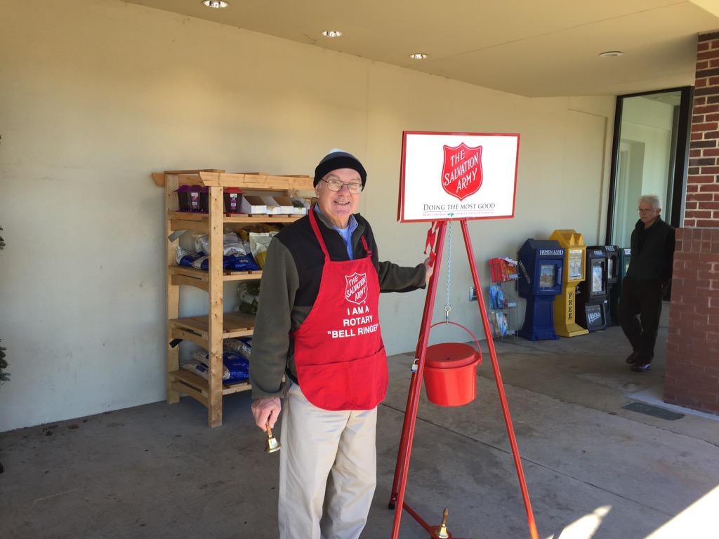 4SeasonsRotary's tweet image. Dr. Volk volunteered yesterday to ring the bell for Salvation Army too! We're at Fresh Market all day today! #hvl