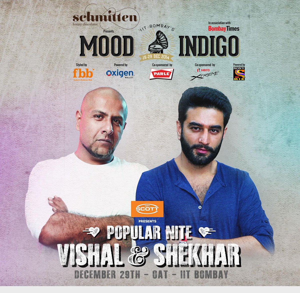 iitb_moodi's tweet photo. @iitb_moodi 2014's #popular nite with @VishalDadlani and @ShekharRavjiani on 29th December. 
#mi2k14 #BangOn http://t.co/Gu2jYWuSk3