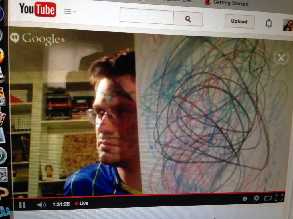 lelellen's tweet photo. H has great artistic talent. #sharpieface is awesome. Glad he stopped before the Forehead disease. #p4a @johngreen http://t.co/dLxhQjNYJk