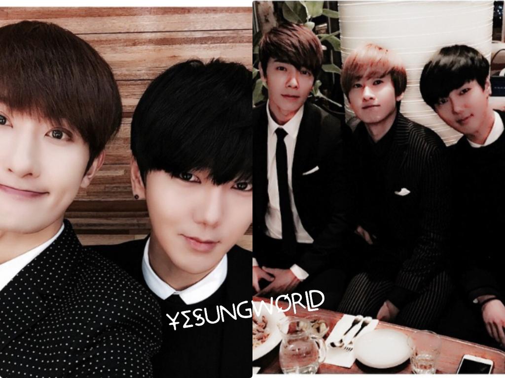 yesungworld's tweet photo. Yesung with @zhoumi_419 @donghae861015 @AllRiseSilver chillin on their Saturday night :-) http://t.co/XykyTJ1REX